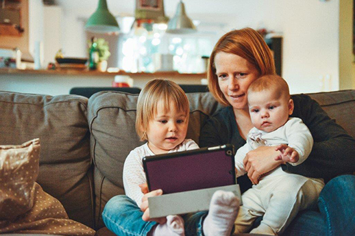mom and kids